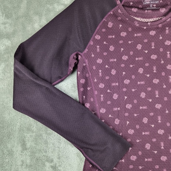 Patagonia Top Womens Small Burgundy Patterned Capalene Midweight Base Layer - Picture 6 of 13